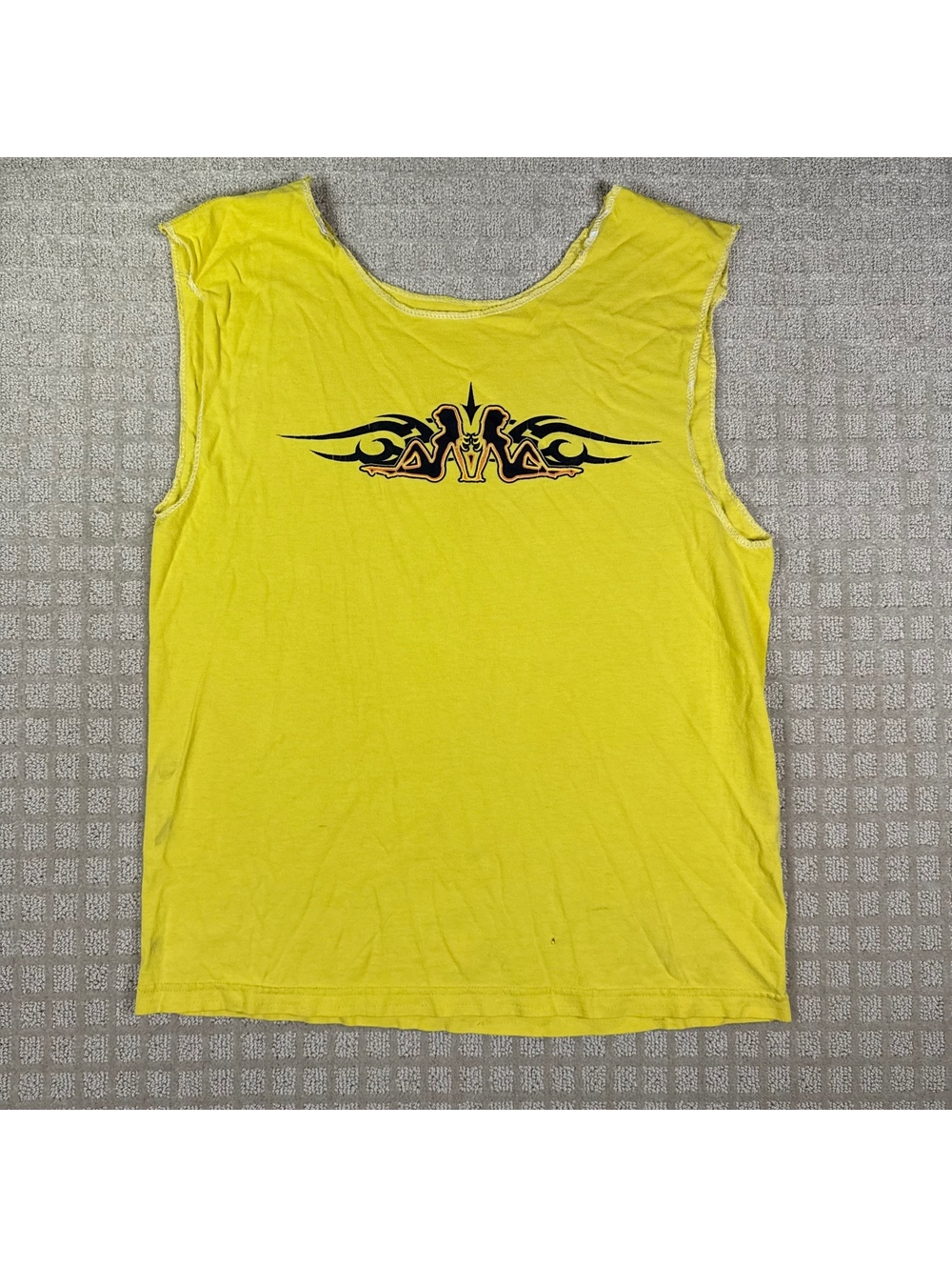 Yellow Sleeveless Graphic Tank Top Size Medium